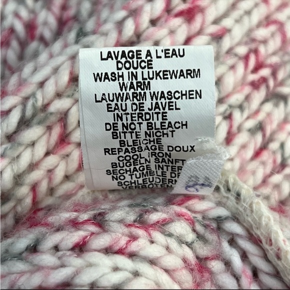 Cable Knit Sweater Wool Mohair Crew Neck Pale Pink Small CHATTAWAK - Picture 9 of 10